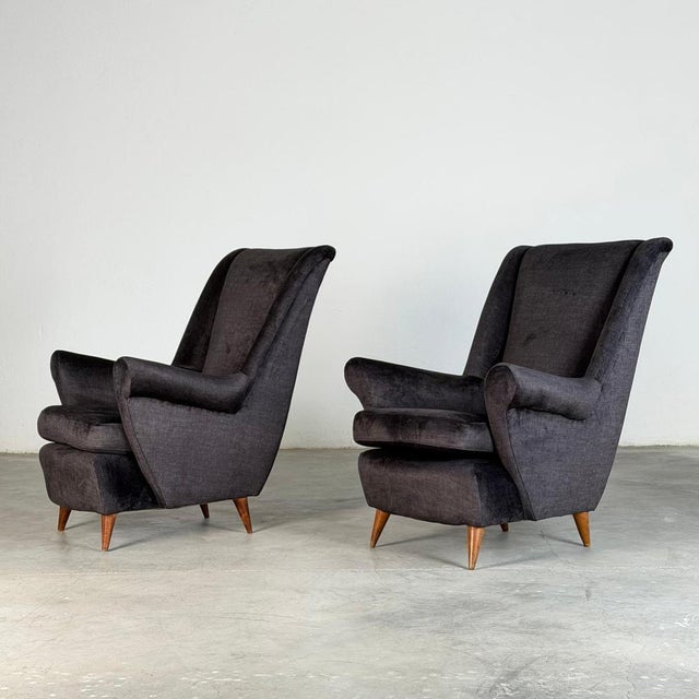 Italian Armchairs attributed to Gio Ponti for Isa Bergamo, 1950s, Set of 2 For Sale - Image 4 of 14