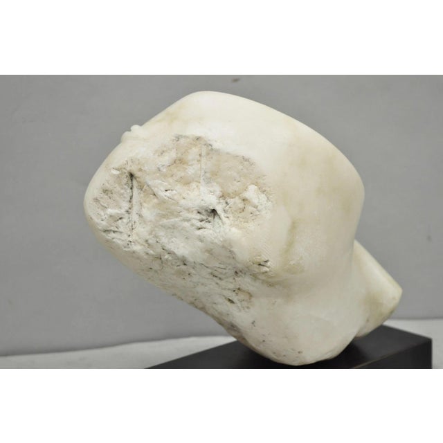 Vintage Modernist Abstract Carved Alabaster Marble Female Bust Figure Sculpture For Sale - Image 10 of 18