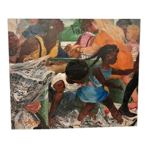 Julian Rockmore 1980's New York City Subway Train Scene "Children on the Subway" Oil on Canvas
