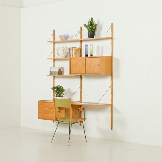 Wood Danish Oak Wall Unit by Preben Sorensen for PS System, Randers, 1970s For Sale - Image 7 of 17