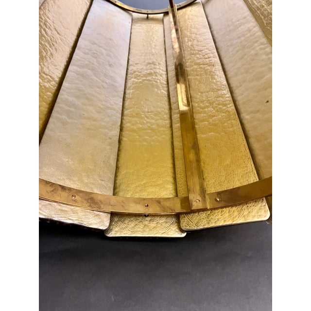 Early 21st Century Bespoke Modern Art Deco Italian Gold White Murano Glass Brass Lantern For Sale - Image 5 of 8