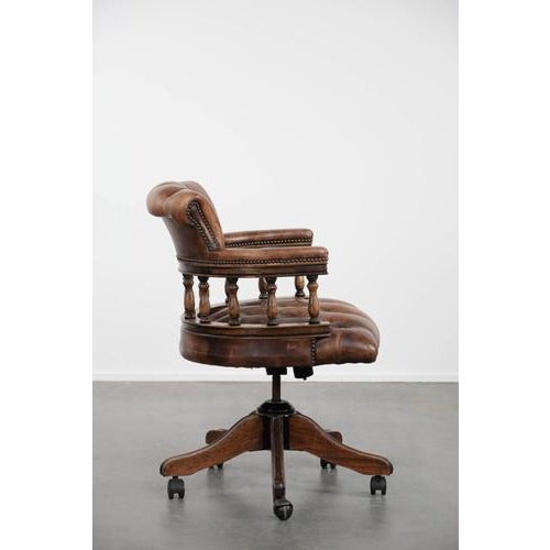 Chesterfield Chair in Cowhide For Sale - Image 3 of 15