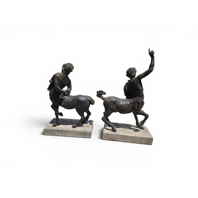 Patinated Centaur Sculptures, Bronzes on Marble Bases, Early 20th Century, Set of 2 For Sale - Image 11 of 14