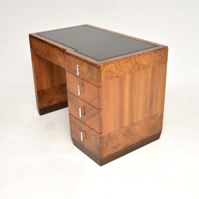 1930s Art Deco Burr, Walnut, and Leather Top Desk, 1930s For Sale - Image 5 of 15
