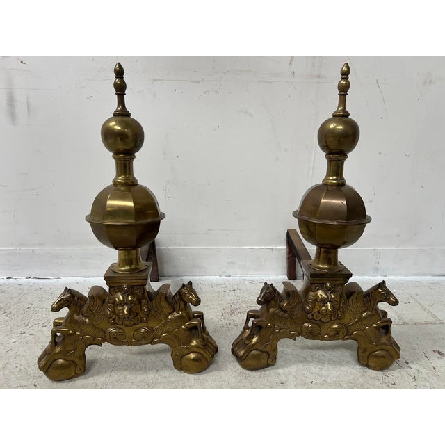 Brass Log Andirons, Set of 2 For Sale - Image 6 of 16