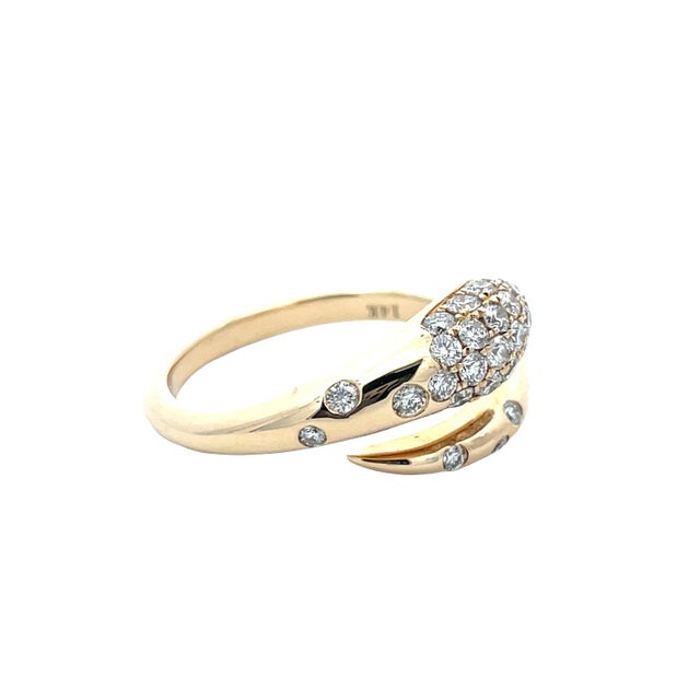 14k Yellow Gold Pave Diamond Serpent Ring With 0.57 Carat Weight of Diamond, Size 6.75 For Sale - Image 4 of 8