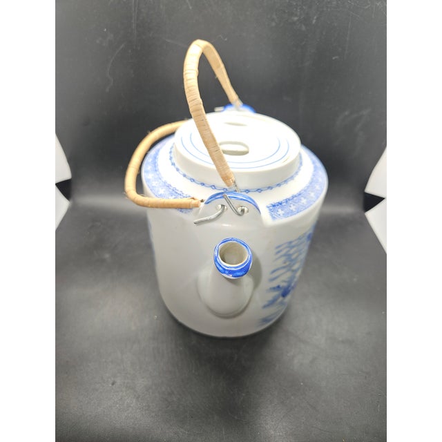 vintage Chinese blue and white porcelain teapot