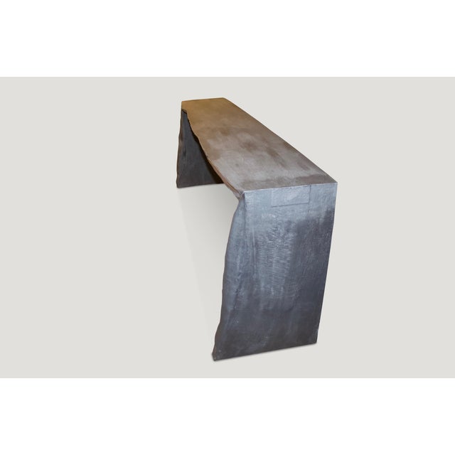 Andrianna Shamaris Triple Burnt Teak Wood Console For Sale - Image 17 of 18