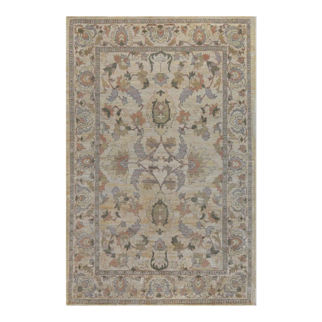 Handwoven Agra-Inspired Wool Rug For Sale