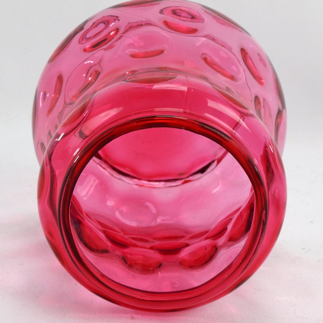 Late 19th Century Victorian Cranberry Coin Dot Glass Jam Jar With Silverplate Lid For Sale - Image 5 of 8