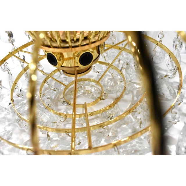 Metal Vintage Mid-Century Modern Crystal and Brass Waterfall Chandelier For Sale - Image 7 of 8