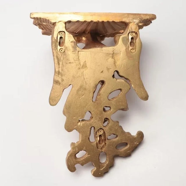 Plastic Large Federal Gilt Eagle and Foliate Wall Sconce Shelves, Pair For Sale - Image 7 of 7