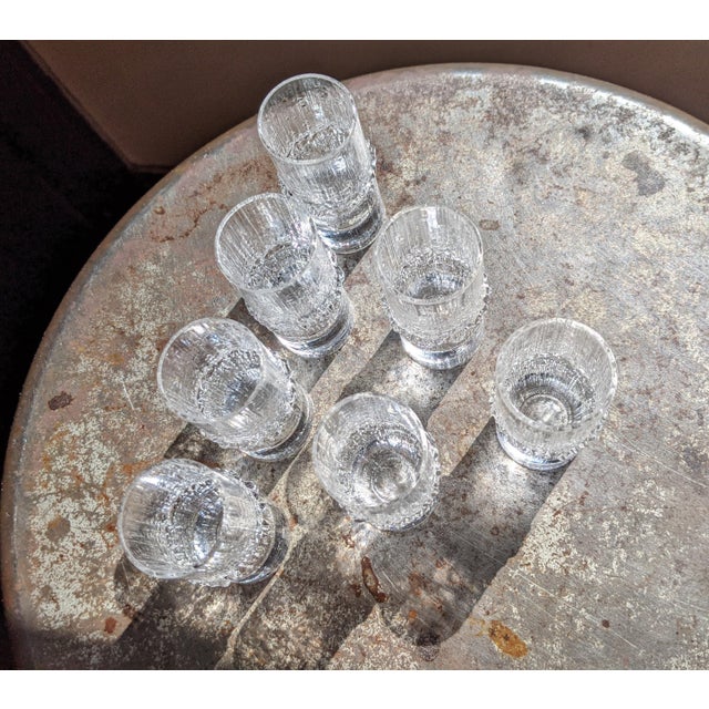 Glass Late 20th Century Seven (7) Iittala "Niva" Textured Icicle Cordial Shot Glasses Designed by Tapio Wirkkala For Sale - Image 7 of 9