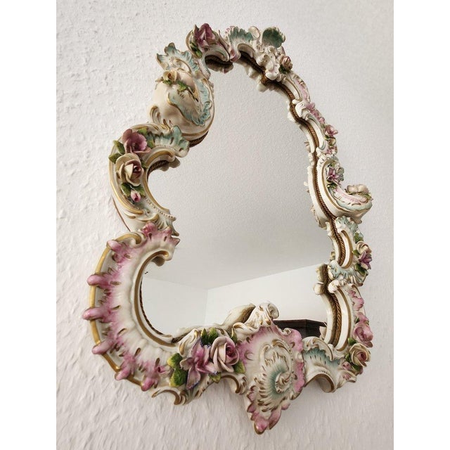 1970s Vintage Baroque Wall Mirror from the Rudolf Kämmer Porcelain Manufactory, 1950s For Sale - Image 5 of 18