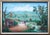 Jean-Felix Defournoy Modern Realist Green & Brown Toned Rural Village Landscape Painting w/ Figures, Late 20th Century For Sale