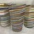 Offered here are hand-blown octagonal striped glass tumblers, likely by Craft Advisory. Eggshell thin, studio art glass...