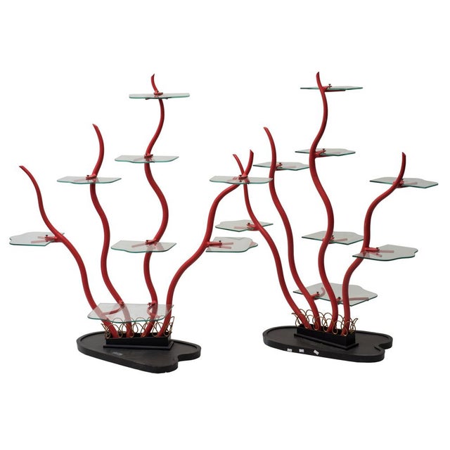 Vintage Étagère in Coral by Mario Giusti, 1960s, Italy, Set of 2 For Sale - Image 3 of 5