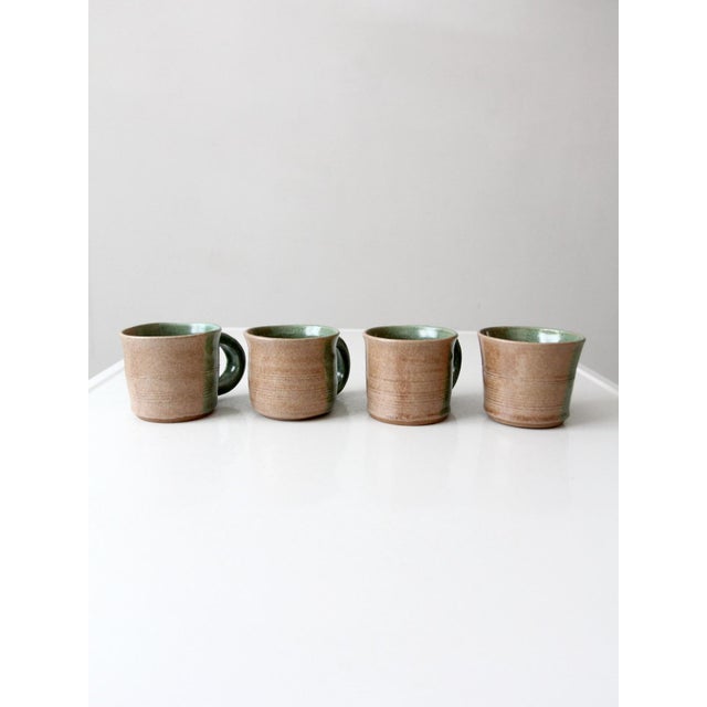 Late 20th Century Vintage Studio Pottery Mug Set of 4 For Sale - Image 5 of 18