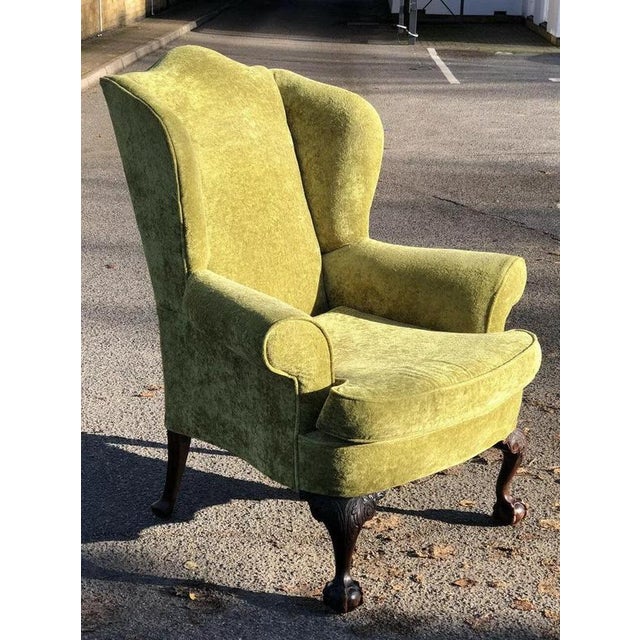Antique Library Armchair with Fine Carved Mahogany Legs For Sale - Image 4 of 8