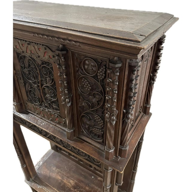 19th Century 19th Century Two-Piece Gothic Style Oak Cabinet For Sale - Image 5 of 12