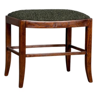 Austrian Secessionist Stool Reupholstered with Dedar Melange Bouclè, 1890s-1910s For Sale