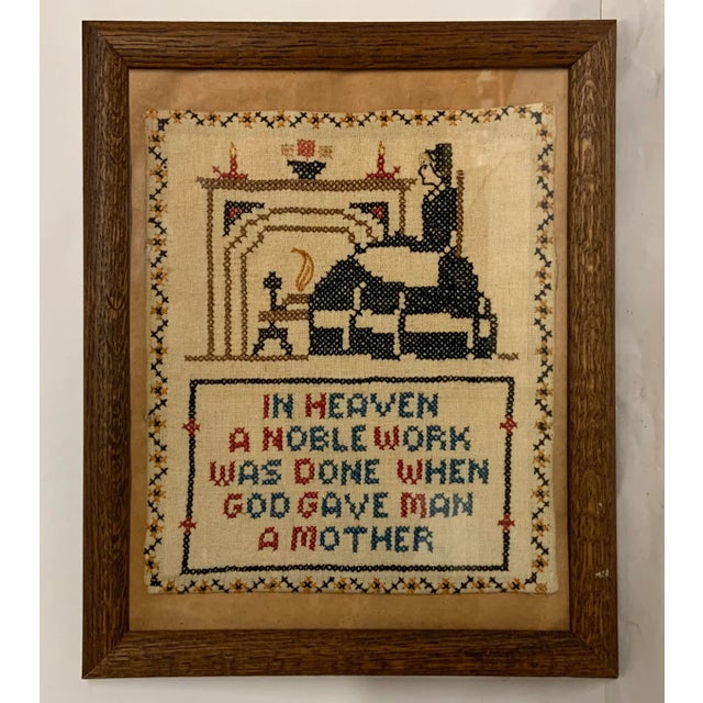 Antique Cross-Stitch God Gave Man a Mother For Sale - Image 4 of 4