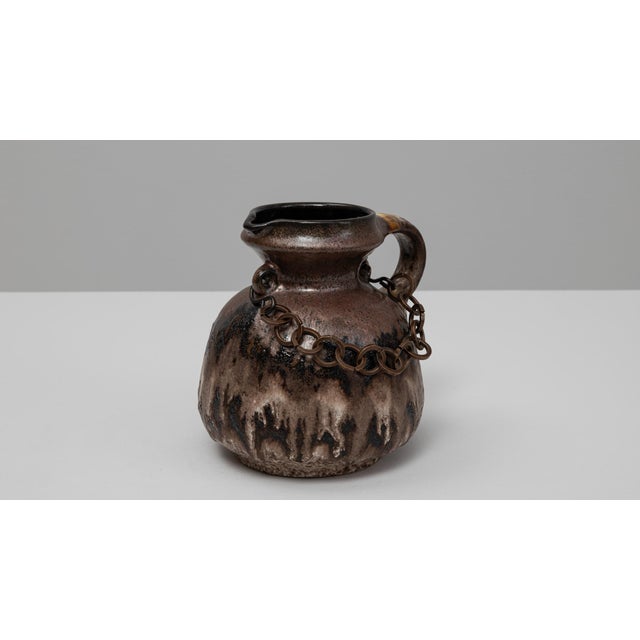 Mid 20th Century 20th Century German Drip Glaze Ceramic Vase With Chain For Sale - Image 5 of 18