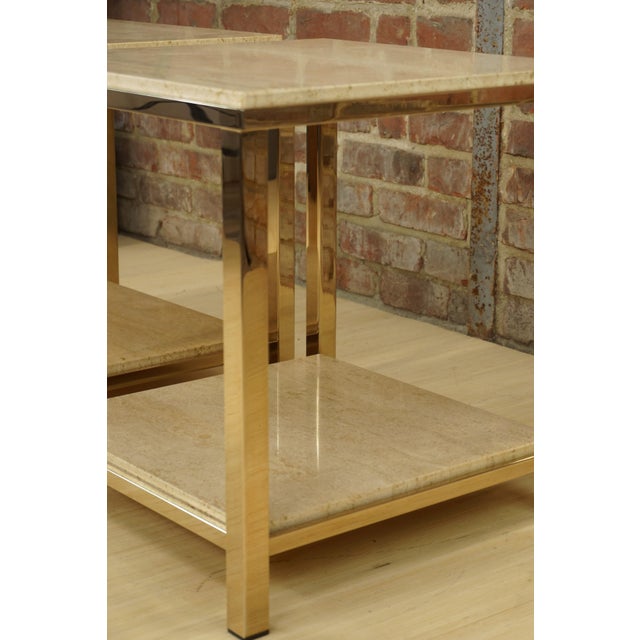 Beige Side Tables in Travertine and 24 Carat Gold from Belgo Chrom / Dewulf Selection, 1970s, Set of 2 For Sale - Image 8 of 15