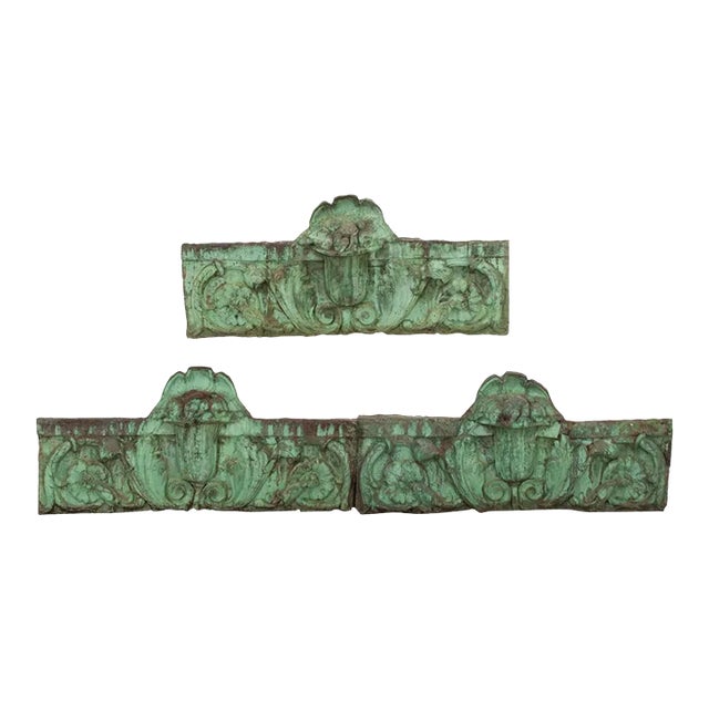 19th Century Oxidized Copper Supraporte Panels - Set of 3 For Sale