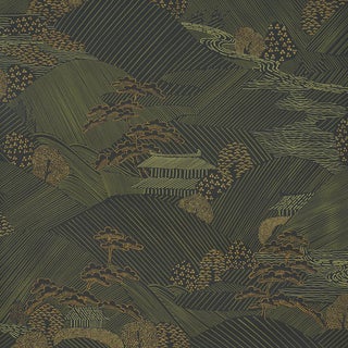 Sample - Schumacher Nikko Wallcovering In Black For Sale