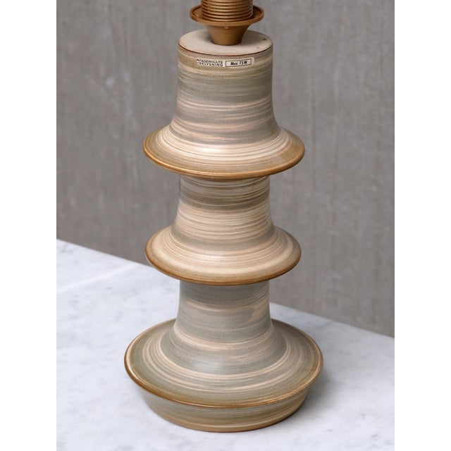 Mid-Century Modern Glazed Ceramic Table Lamp by Fagerhults Belysning for Höganäs Keramik, Sweden, 1960s For Sale - Image 3 of 12