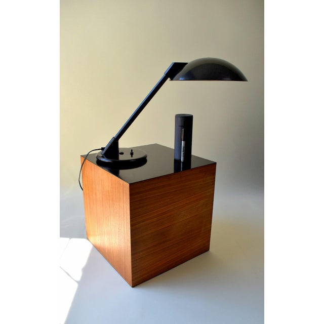 Vintage Postmodern Art Specialty Co. Oversized Black Cantilever Saucer Desk Lamp For Sale - Image 12 of 13