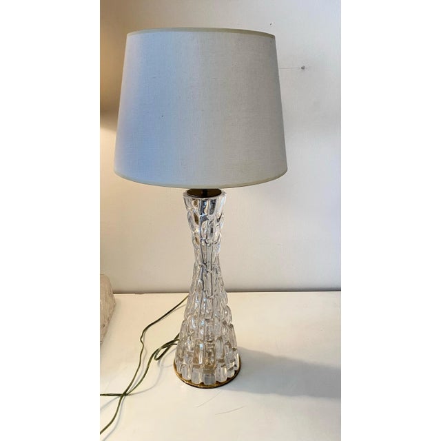 Metal Mid-Century Modern Carl Fagerlund Relief Glass Lamp by Orrefors. 1960's For Sale - Image 7 of 7