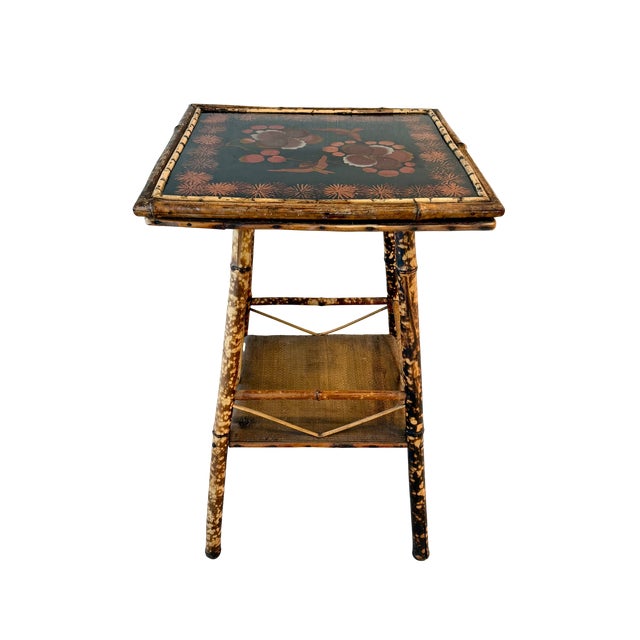 Chinoiserie Tortoiseshell Bamboo Side Table W/Lacquered Top For Sale In Los Angeles - Image 6 of 11