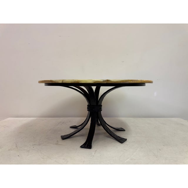 1970s Vintage Round Onyx and Wrought Iron Coffee Table, 1970s For Sale - Image 5 of 13