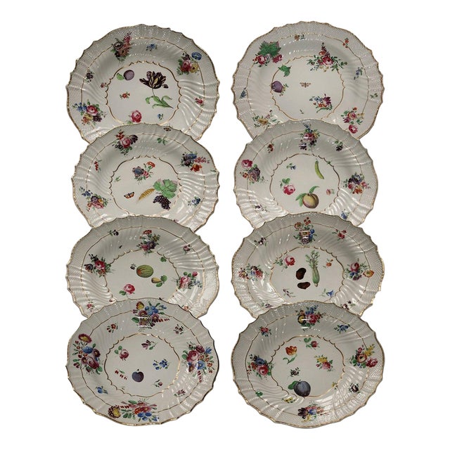 Mid-18th Century Porcelain Dishes with Floral Design by Richard Ginori, 1750, Set of 8 For Sale