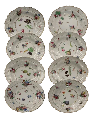 Mid-18th Century Porcelain Dishes with Floral Design by Richard Ginori, 1750, Set of 8