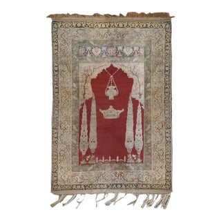 19th Century Silk Ghashghaei Prayer Rug For Sale