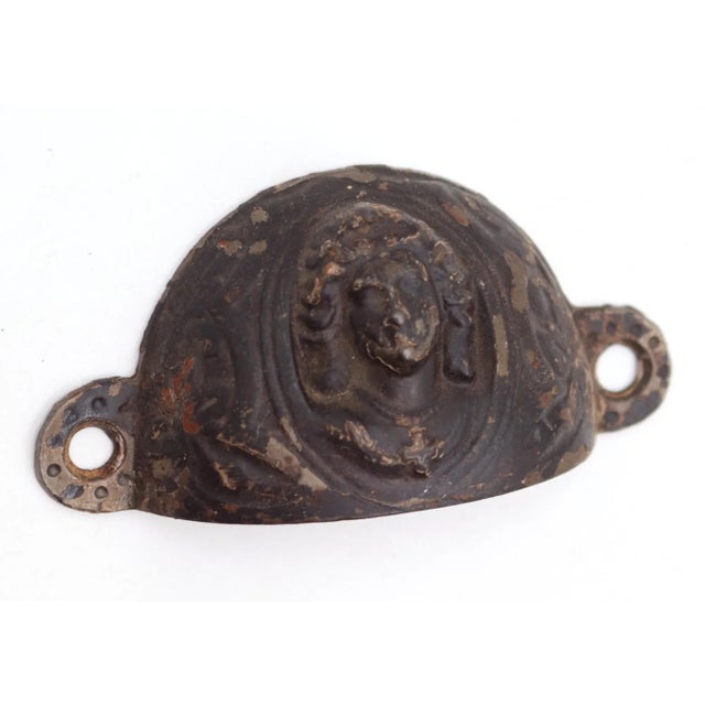 Victorian Antique 3.5 In. Black Cast Iron Victorian Figural Bin Pull For Sale - Image 3 of 5