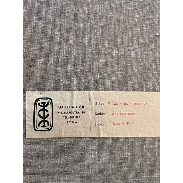 Original 1962 Max Gunther “Pas-De-Deux” Oil Painting – Rome, Italy For Sale - Image 10 of 12
