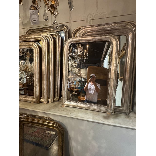 Traditional 19th C. French Silver Leaf Louis Philippe Mirror For Sale - Image 3 of 7