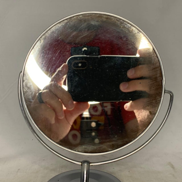 Art Deco Chrome Vanity Mirror: Double Sided Swivel Mirror For Sale - Image 4 of 10