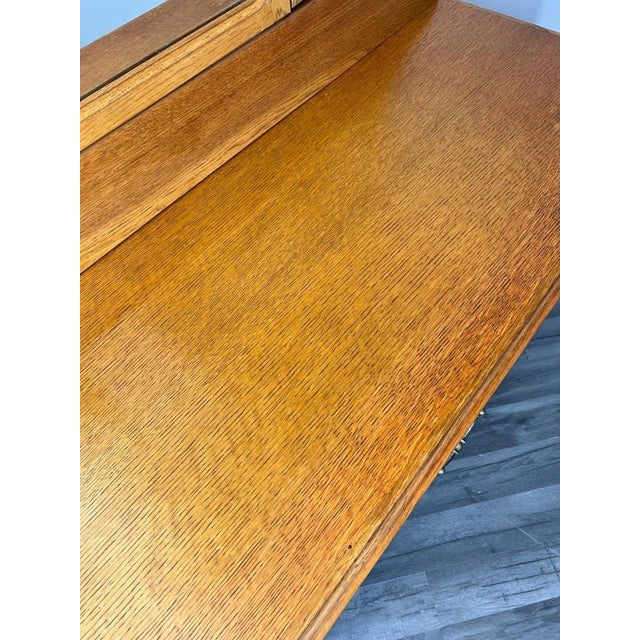 Vintage French Louis Style Oak Dressing Table with Mirror For Sale - Image 6 of 10