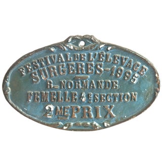 Vintage French Cast Aluminum Award Plaque For Sale