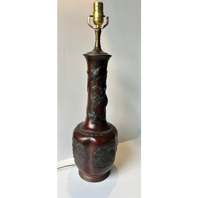 Late 19th Century Japanese Meiji Bronze Vase Lamp For Sale - Image 11 of 11