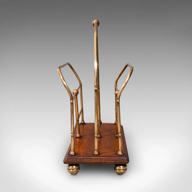 Victorian 1900s Antique Victorian English Oak Newspaper Rack For Sale - Image 3 of 11