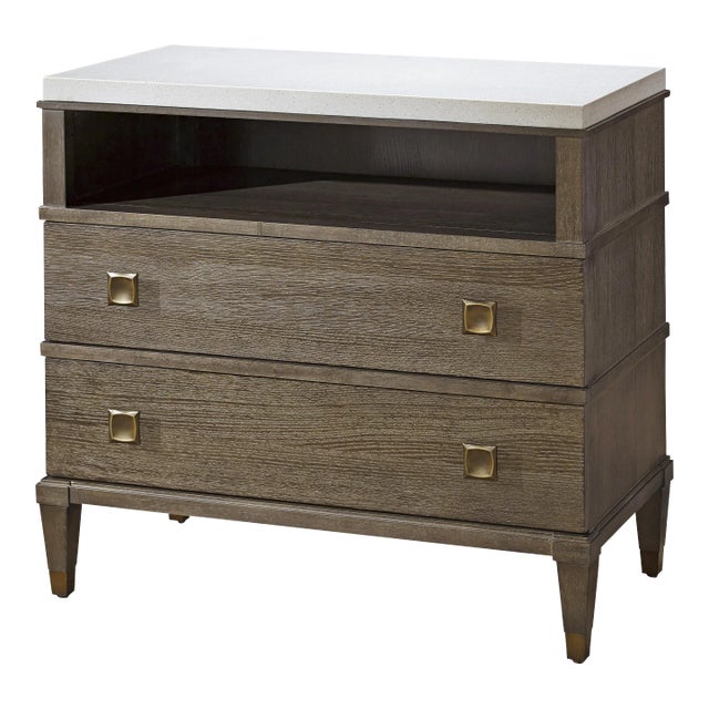 Transitional Carnegie Two Drawer Nightstand, Brown For Sale