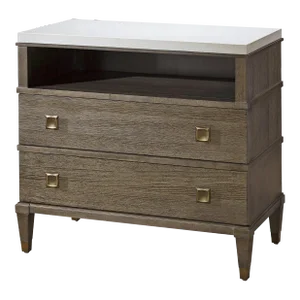 Transitional Carnegie Two Drawer Nightstand, Brown
