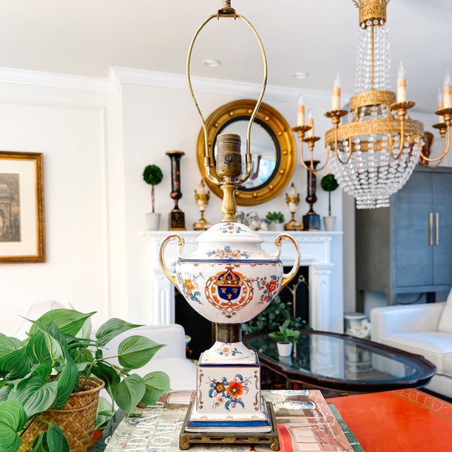 Mid 20th Century Mid-Century Modern Kaiser Kuhn Swedish Armorial Porcelain Urn Table Lamp For Sale - Image 11 of 11