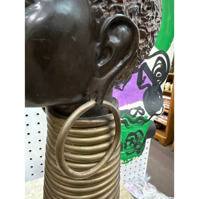 Vintage Nubian Bronze African Head Sculpture For Sale In Atlanta - Image 6 of 7